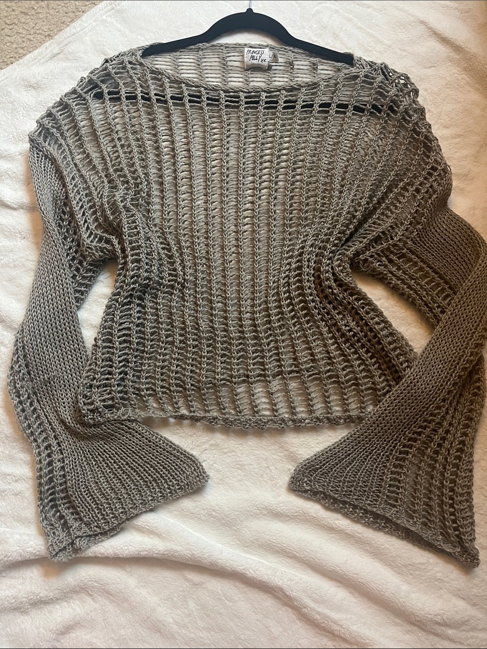 Princess Polly Open-Weave Scoop-Neck Sweater in Taupe